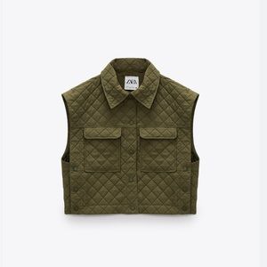 Quilted Green Cropped Vest
